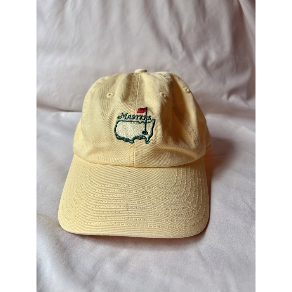 American Needle Masters Golf Tournament Hat Pale Yellow Adjustable Dad Cap